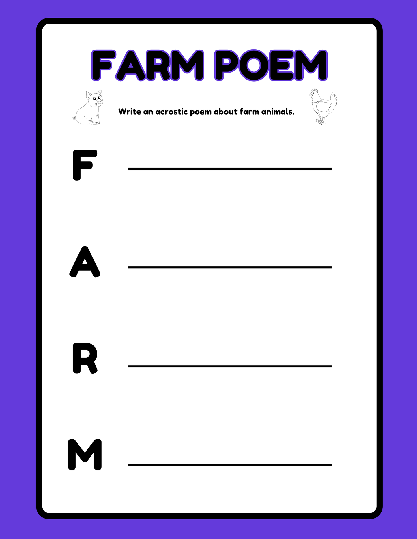 Farm Animal Activity Book Digital Download Template