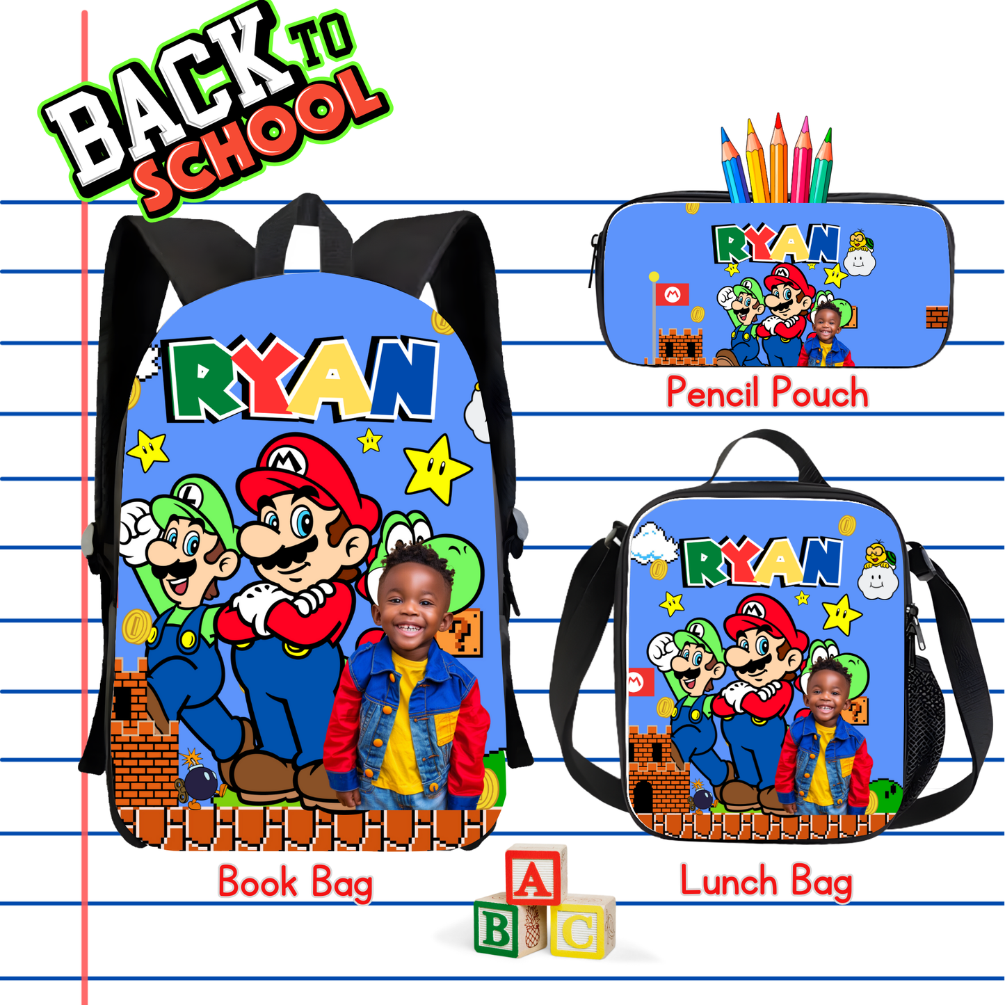 Back To School Bundle Backpack, lunch bag and pencil case