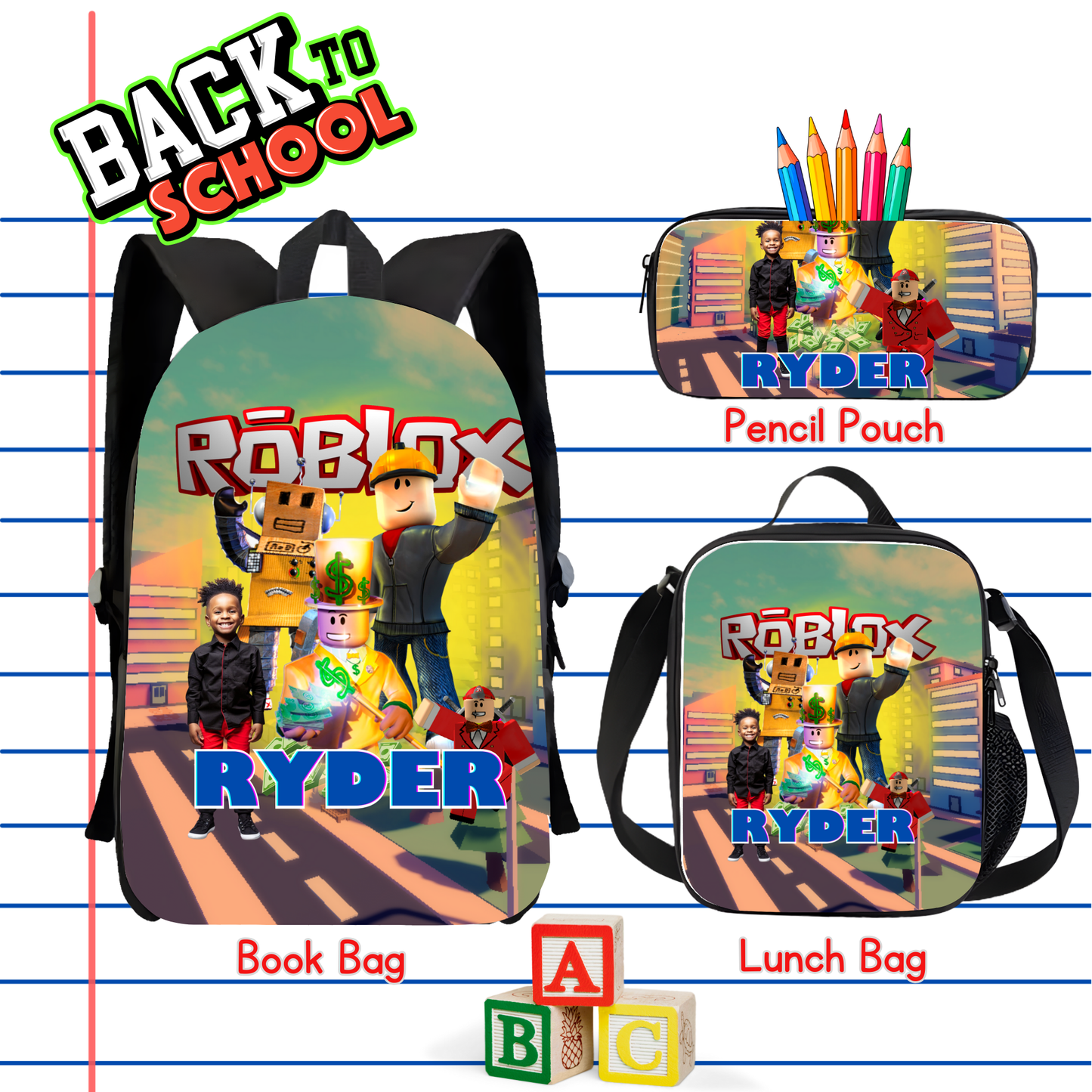 Back To School Bundle Backpack, lunch bag and pencil case