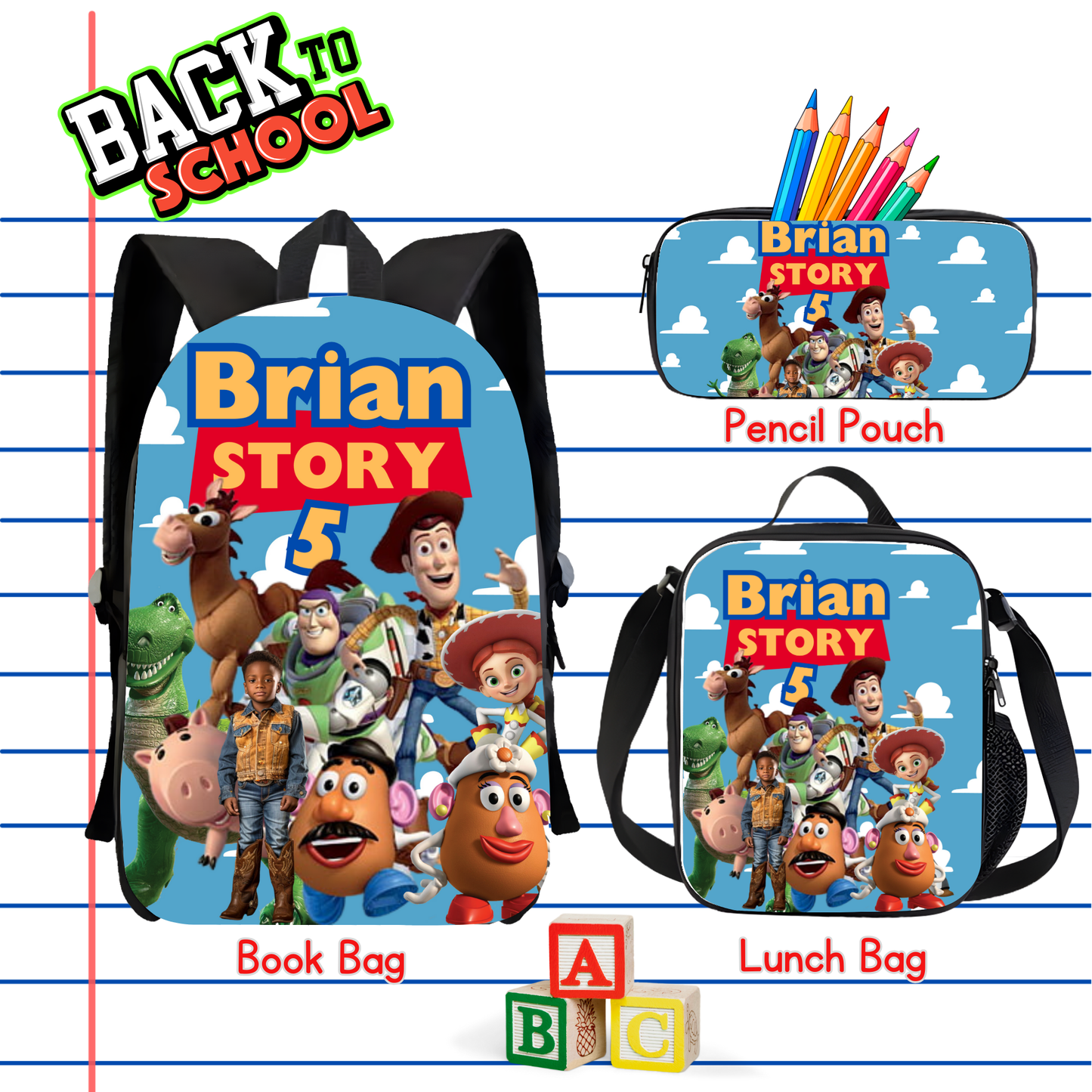 Back To School Bundle Backpack, lunch bag and pencil case