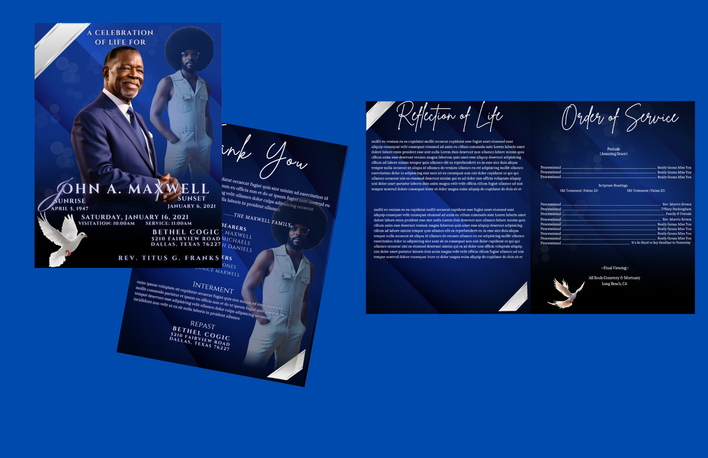 Professional Obituary Design Templates for Funeral Homes (5-Pack)